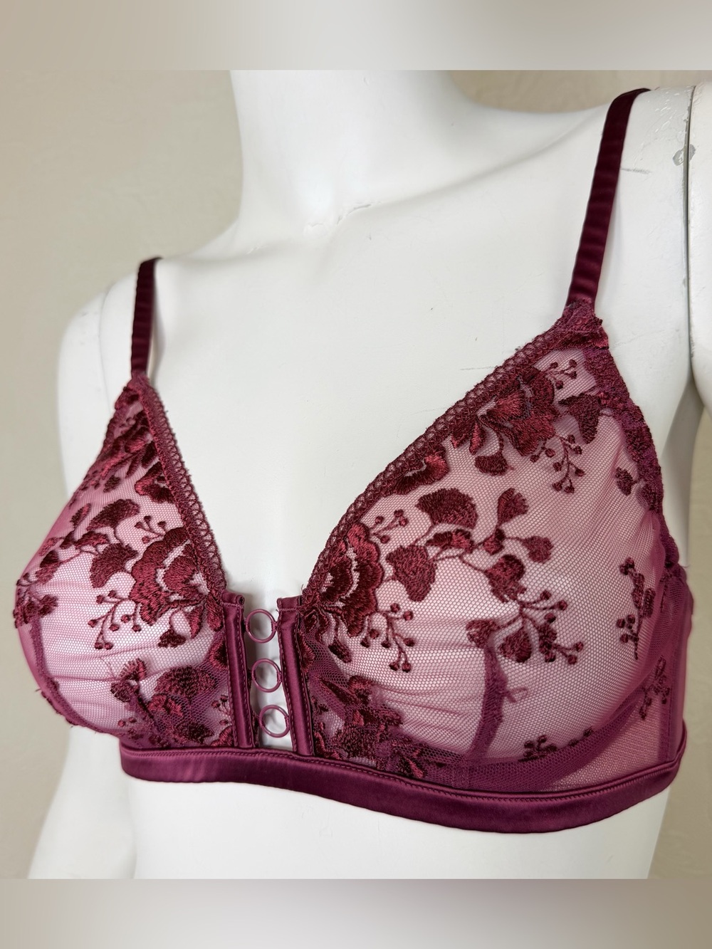 Simone Pérèle Orphee Full Cup Sheer Plunge Bra Rose Diva Pink Lace 30D 30C
